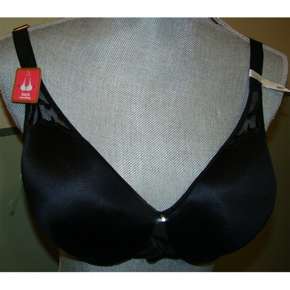 NWT Lilyette 36D Smooth Beauty Embellished 2 Ply Lined Bra 484 Black 112985
